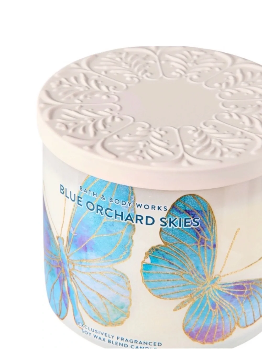 NEW! Bath & Body Works Blue Orchard Skies 3-Wick Candle w Metal Lid